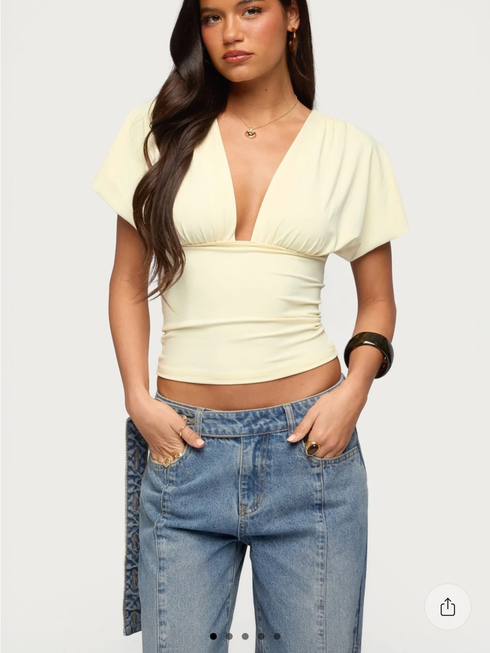 Edikted yellow plunging vneck top